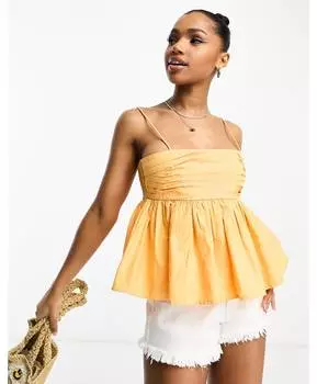 Оранжевый топ со складками на груди ASOS DESIGN