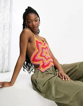 Оранжевый топ со звездами и открытой спиной ASOS DESIGN