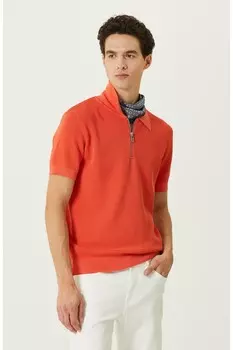 Оранжевый трикотажный свитер с воротником-поло и короткими рукавами Network, оранжевый