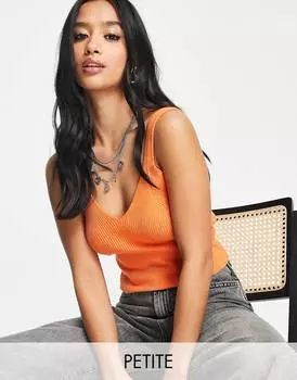 Оранжевый вязаный жилет на бретелях Topshop Petite