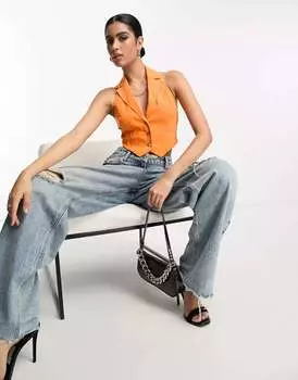 Оранжевый жилет с воротником-хомутом Miss Selfridge