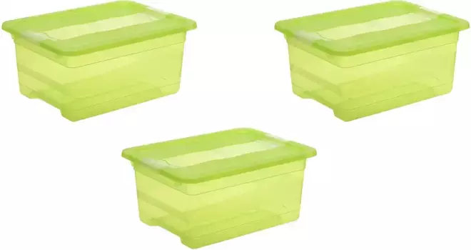 Органайзер-держатель "cornelia", (набор, 3 шт.), ящик для хранения, 12 л, с крышкой, сдвижным затвором Keeeper 29,5х17,5х39,5 см, зеленый