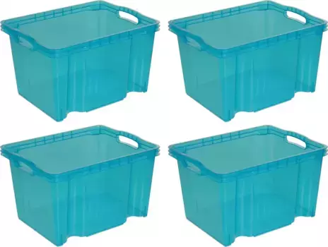 Органайзер-держатель "Франц", (набор, 4 шт.), ящик для хранения, 13,5 л, качественный пластик Keeeper 27х21х35 см, синий
