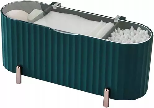 Органайзер для ватных палочек, ушных палочек, косметики, аксессуаров для макияжа F26, зеленый Korbi