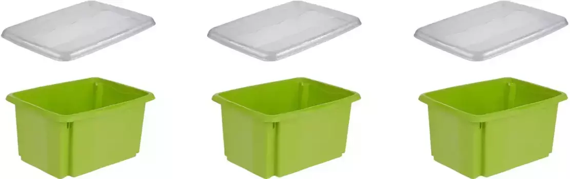 Органайзер "emil", (набор, 3 шт.), ящик для хранения, 15 л, с крышкой, качественный пластик Keeeper 28,5х20,5х38 см, зеленый