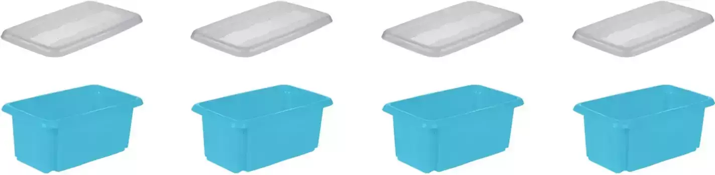 Органайзер "emil", (набор, 4 шт.), ящик для хранения, 7 л, с крышкой, качественный пластик Keeeper 20,5х15х35 см, синий