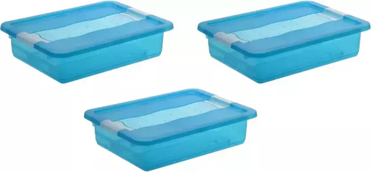 Органайзер "Keeper" "cornelia", (набор, 3 шт.), ящик для хранения, с крышкой, сдвижным затвором, 7 л Keeeper 29,5х9,5х39,5 см, синий