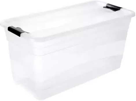 Органайзер Keeper "cornelia", ящик для хранения, 83 л, с крышкой, сдвижной затвор Keeeper 39,5х40х79,5 см, цвет transparent
