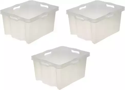 Органайзер Keeper "franz", (набор, 3 шт.), ящики для хранения xl, 24 литра, качественный пластик Keeeper 35х23х43 см, цвет transparent