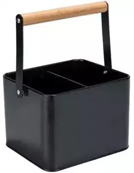 Органайзер WENKO "Baco", прочный, с порошковым покрытием, черный металл 18х25,5х15,5 см, цвет Korb : Schwarz, Griff : Braun, Gelenk : Transparent