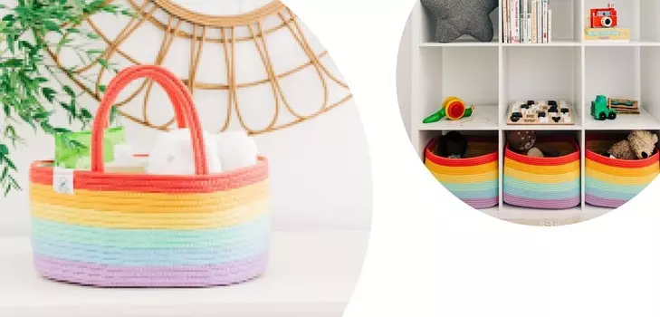 Organi Haus Набор из 3 корзин для игрушек + корзина для подгузников - RAINBOW OrganiHaus