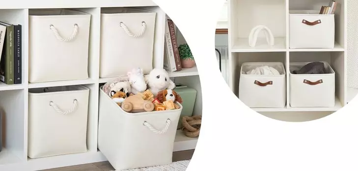 Organi Haus Набор из 3 прямоугольных корзин XL + Набор из 4 кубических корзин 12X12 - Белый OrganiHaus