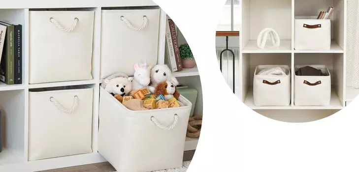 Organi Haus Набор из 3 прямоугольных корзин + Набор из 4 кубических корзин 13X13 - БЕЛЫЙ OrganiHaus