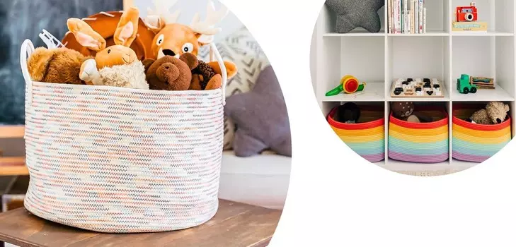 Organi Haus Набор из 3 симпатичных корзин для хранения + очень большая корзина - RAINBOW OrganiHaus