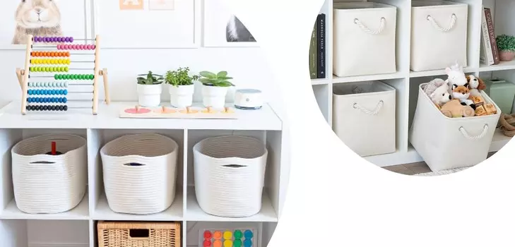 Organi Haus Набор кубических корзин 11x11, состоящий из 4 и 3 корзин из хлопчатобумажной веревки - БЕЛЫЙ OrganiHaus