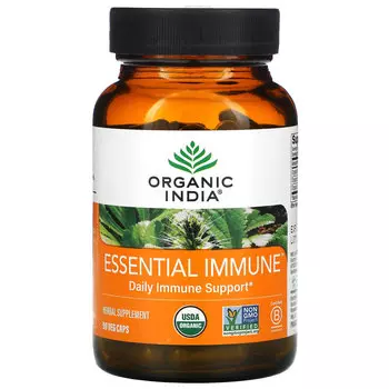 Organic India, Essential Immune, ежедневная поддержка иммунитета, 90 растительных капсул