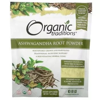 Organic Traditions Порошок корня Ашваганды 7 унций