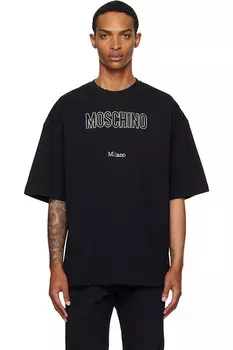 Органическая декорированная футболка Moschino, черный