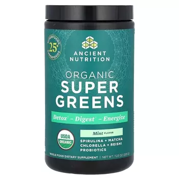 Органическая суперзелень Ancient Nutrition с мятой, 205 г
