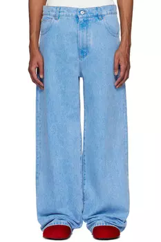 Органические джинсы с широкими штанинами Marni, цвет cobalt