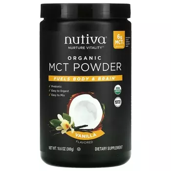 Органические MCT Nutiva в виде порошка со вкусом ванили, 300 г