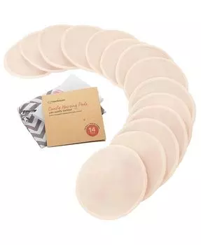 Органические прокладки для кормления беременных, 14 шт., моющиеся прокладки для груди + мешок для мытья, многоразовые прокладки для сосков KeaBabies, цвет Bare beige