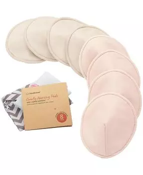 Органические прокладки для кормления беременных, 8 шт., моющиеся прокладки для груди + мешок для мытья, многоразовые прокладки для сосков KeaBabies, тан/бежевый