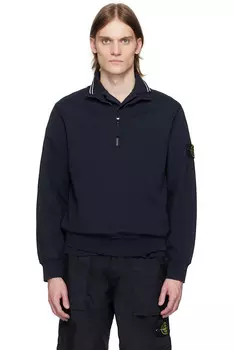 Органический флисовый свитшот из хлопка Stone Island, синий