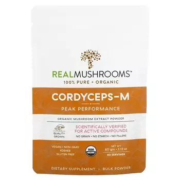 Органический Экстракт Грибов Real Mushrooms Cordyceps-M в порошке, 60 г