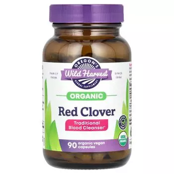 Органический красный клевер, 90 органических веганских капсул Oregon'S Wild Harvest