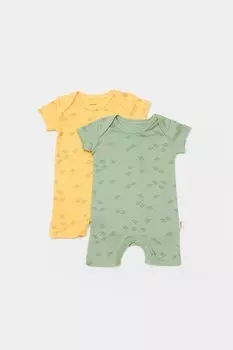 Органический модальный комбинезон с короткими рукавами и принтом слонов csym11426 BabyCosy Organic Wear