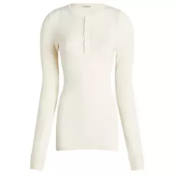 Органический мягкий пуловер в рубчик Auralee, цвет ivory