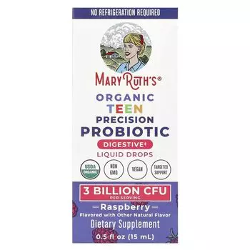 Органический прецизионный пробиотик для подростков, жидкие капли, малина, 3 миллиарда КОЕ, 0,5 жидких унций (15 мл) Maryruth'S