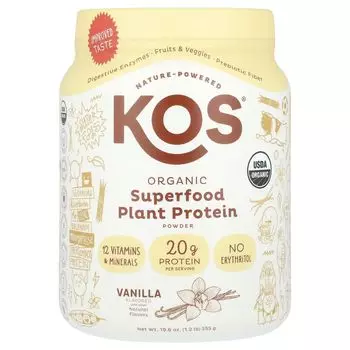 Органический растительный протеиновый порошок из суперпродуктов, ваниль, 1,2 фунта (555 г) Kos