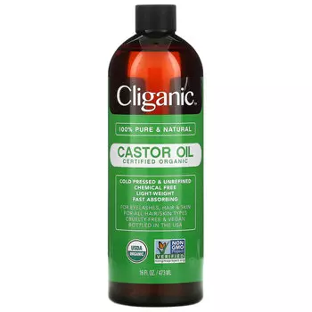 Органическое касторовое масло Cliganic, 473 мл
