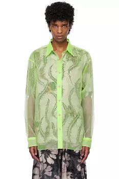 Органзовая рубашка Dries Van Noten, зеленый