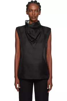 Органзовая шелковая блузка Rhe, черный