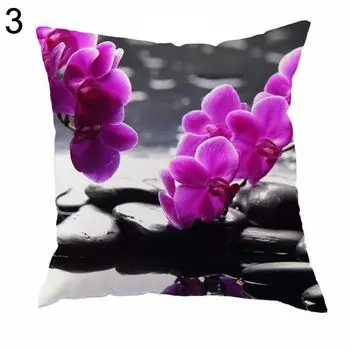 Орхидеи с каменным принтом, декоративный плед для общежития, винтажный чехол для подушки квадратной формы-3 # Stuttg
