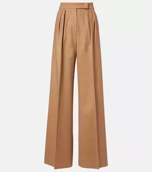 Ори плиссированные брюки с широкими штанинами из верблюжьей шерсти Max Mara, Cammello