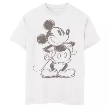 Оригинальная футболка Disney's Mickey Mouse для мальчиков 8–20 лет с карандашным наброском, белый