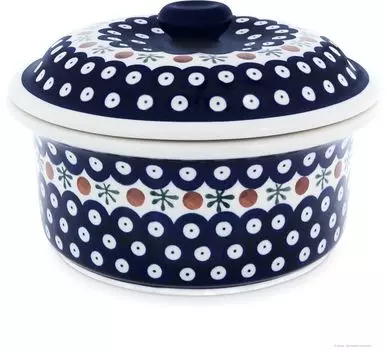 Оригинальная керамическая круглая жаровня Bunzlau объемом 1,2 л с крышкой 20,3 см, В=13,5 см, дизайн 41 Bunzlauer Keramik