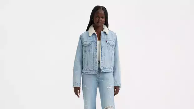 Оригинальная куртка дальнобойщика из шерпа Levi's, цвет Feeling Everything - Medium Wash