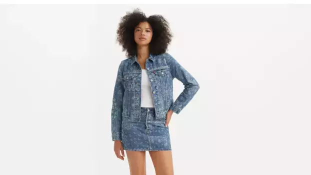 Оригинальная куртка дальнобойщика Levi's, цвет Bandana Tile Indigo - Medium Wash