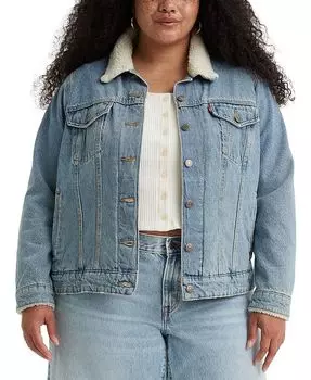 Оригинальная куртка Trucker больших размеров с отделкой из шерпы Levi's, синий