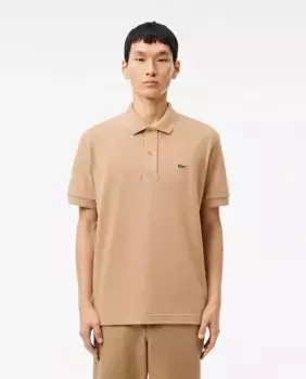 Оригинальная мужская рубашка-поло из плотного пике с короткими рукавами Lacoste, бежевый