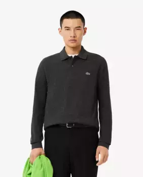 Оригинальная мужская рубашка-поло с длинными рукавами Lacoste, черный