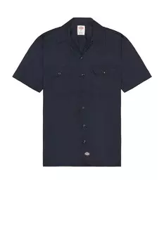 Оригинальная рабочая рубашка из твила с короткими рукавами Dickies, темно-синий