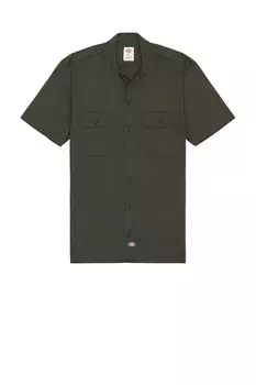 Оригинальная рабочая рубашка из твила с короткими рукавами Dickies, оливково-зеленый