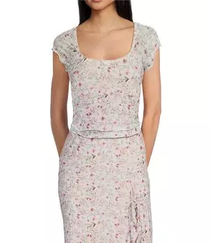 Оригинальная сетчатая детская футболка с короткими рукавами и цветочным принтом Originality, слоновая кость