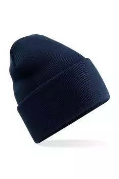Оригинальная шапка из переработанных материалов с глубокими манжетами Beechfield, темно-синий